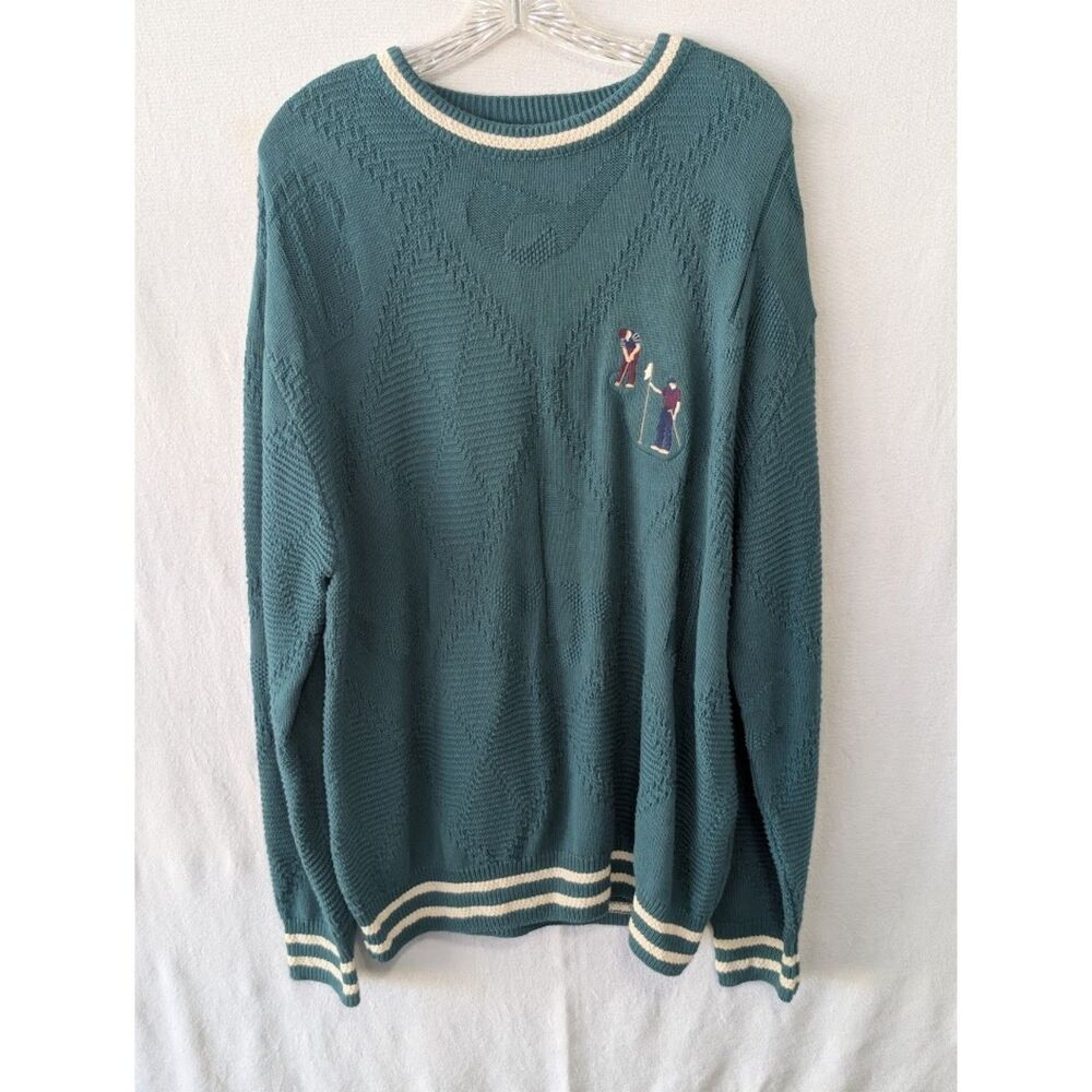 Vintage Expressions Golf Themed Knit Cotton Sweater Men's Size Large